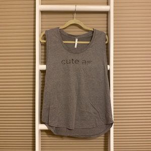 Fabletics “Cute AF” Muscle Tank Gray Size Large